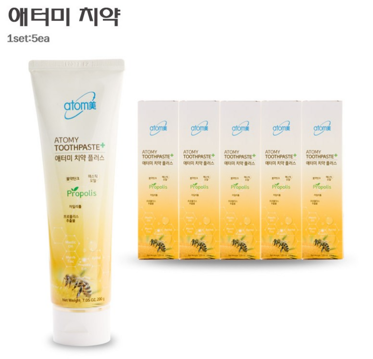 애터미 플러스 프로폴리스 치약, 200g, 5개