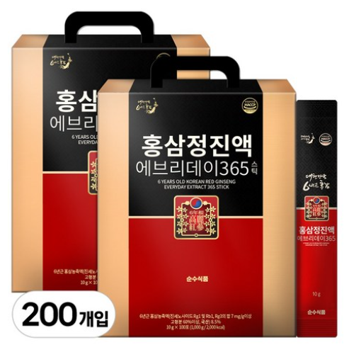 순수식품 홍삼정진액 에브리데이 365 스틱, 10g, 200개