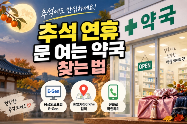 추석 연휴 문 여는 약국 찾는 법